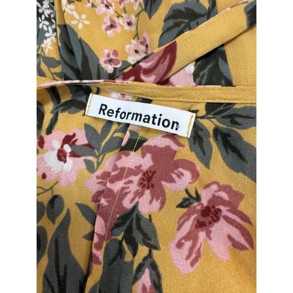 Reformation Winslow Maxi Dress Angelica Floral Yellow XL 100% Viscose Wrap - Picture 8 of 9